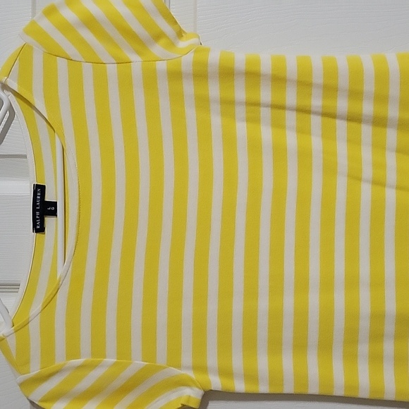 Ralph Lauren Yellow & White Striped Tee Logo NWOT Short Sleeve Size Large - Picture 4 of 8